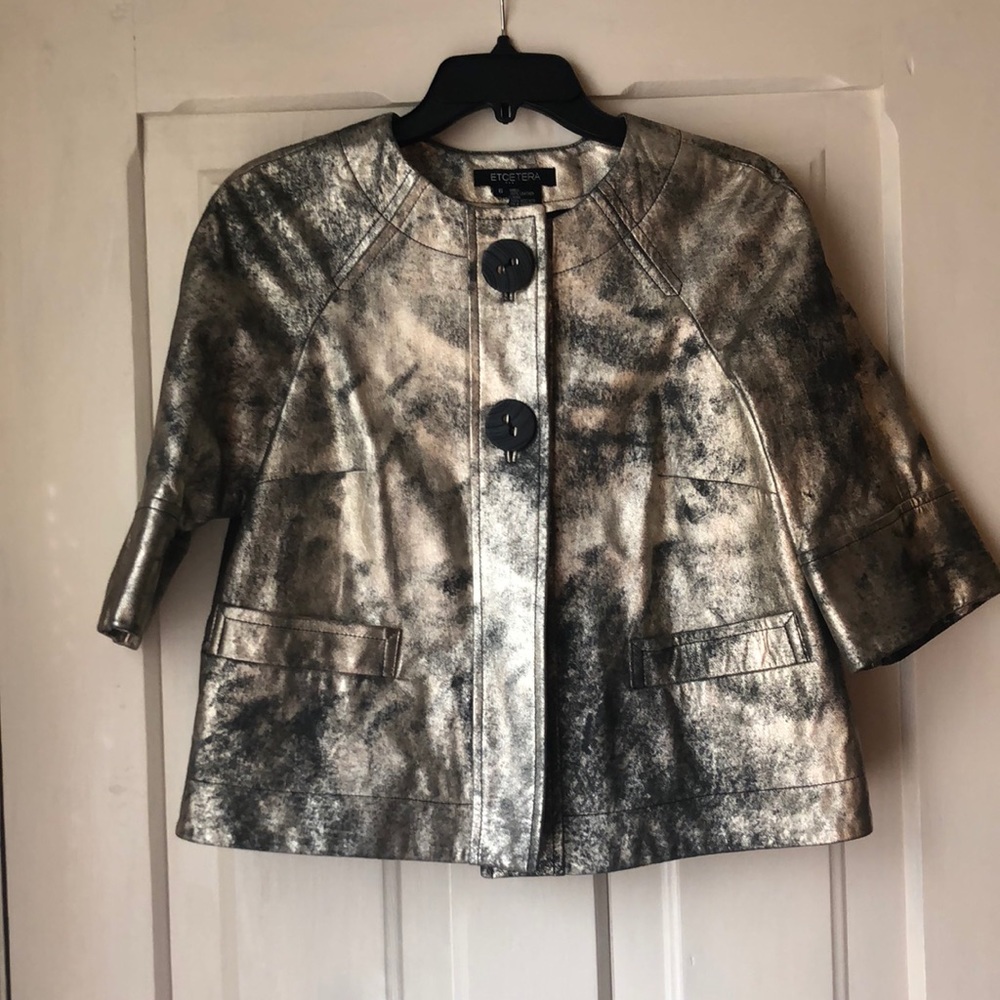 Genuine leather jacket metallic